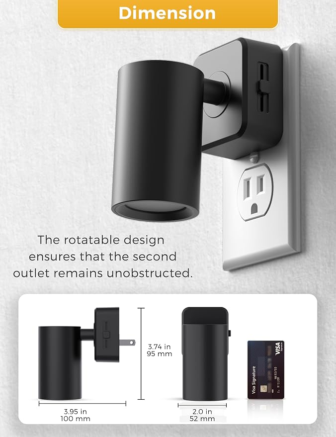 L LOHAS LED Night Lights Plug into Wall, [2-Pack] Rotatable Night Light with Dusk to Dawn Sensor, 0-100 LM Brightness Adjustable,Soft White 3000K Spot Light Nightlight for Bathroom Hallway Stairs