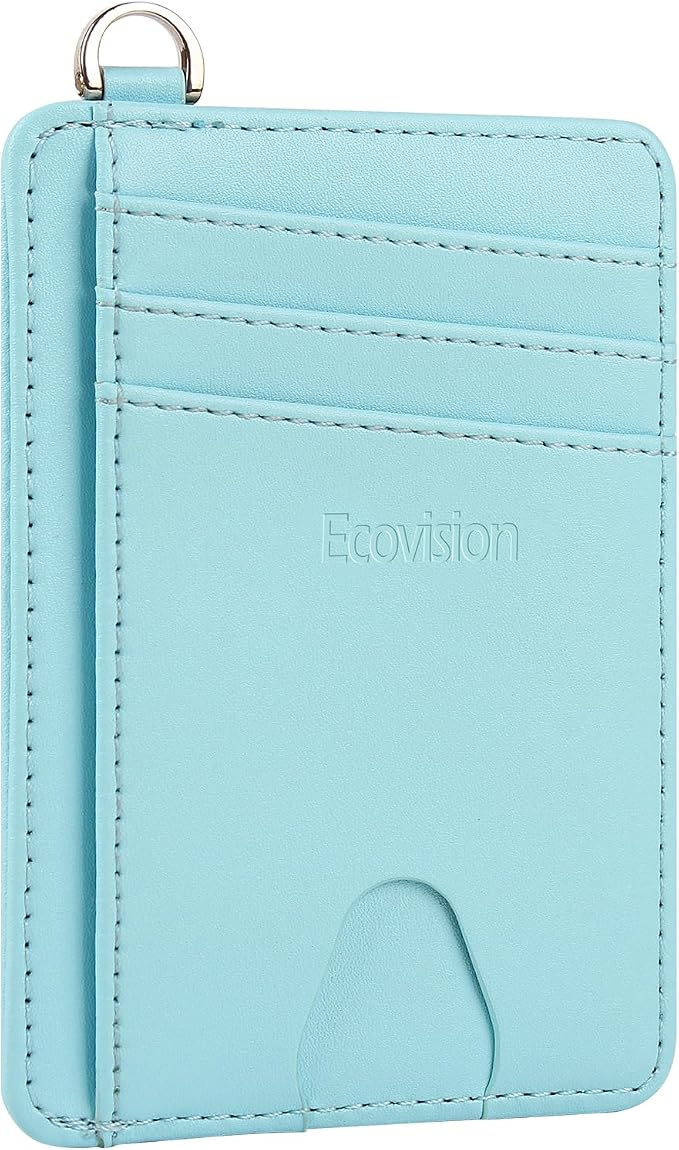 Slim Minimalist Front Pocket Wallet, RFID Blocking Credit Card Holder Wallet with Detachable D-Shackle for Men Women