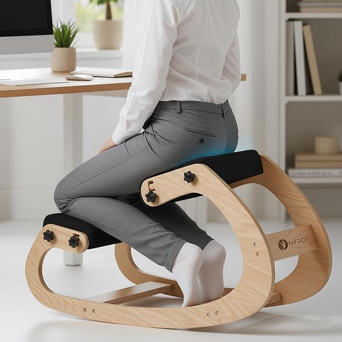 NYPOT Ergonomic Kneeling Chair with Adjustable Seats - Knee Chair for Posture Correction & Kneel Rocking Stool for Desk - Back Pain Relief for Home and Office, Supports 250 pounds - 5 Years Warranty