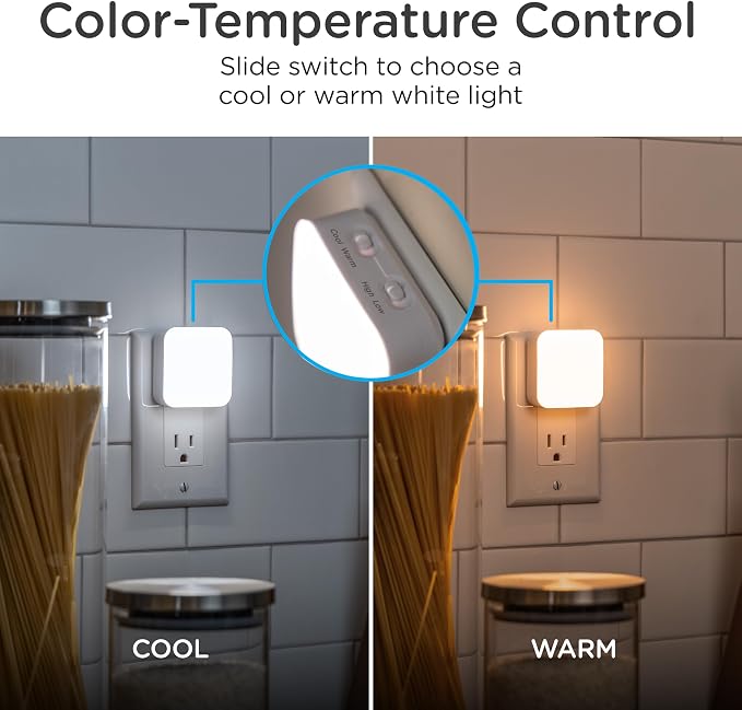 Lights by Night Night Lights Plug into Wall, Dimmable, Tunable White, 2-Pack, LED Plug in Nightlight, Dusk to Dawn Sensor, Adults, Kids Room, Bedroom, Bathroom, Nursery, Hallway, Kitchen, 82179