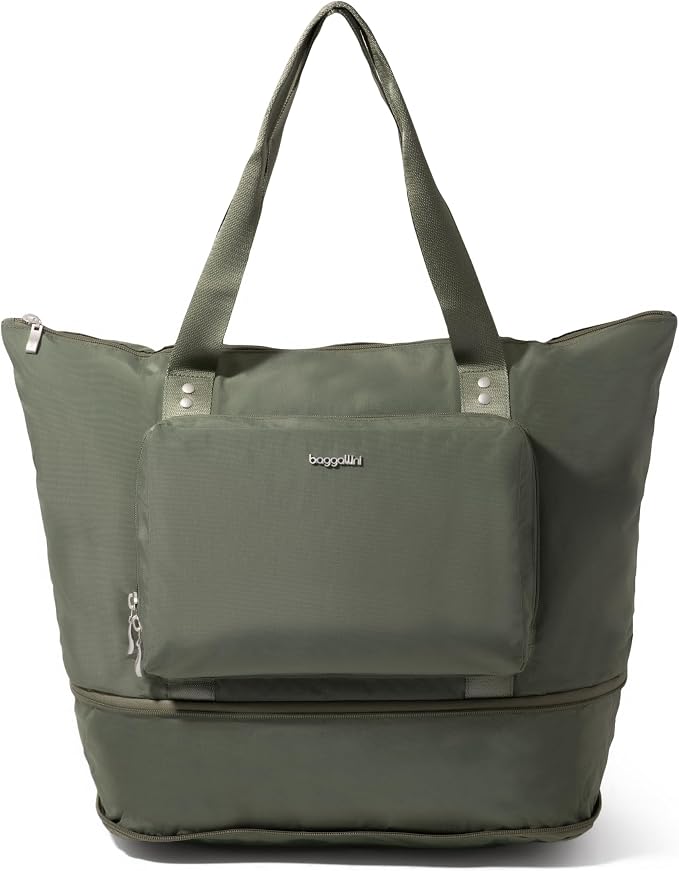Baggallini Carryall Expandable Lightweight Travel Tote 22" Packable Folding Compact Nylon Washable Weekender w/Luggage Sleeve