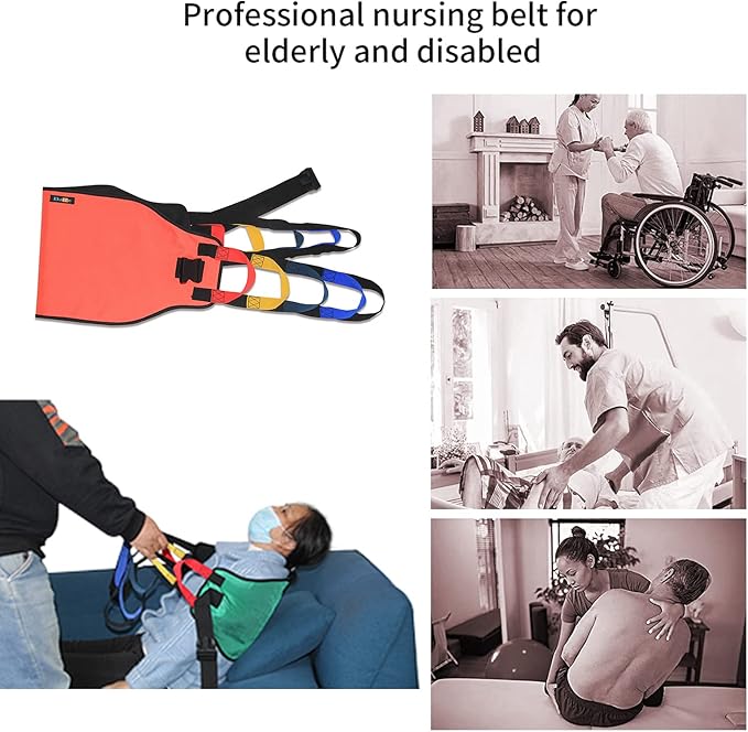 Transfer Sling Transfer Belt for Seniors, Widened Back Curve Design Transfer Belt for Movement, Transfer Boards for Bedridden Patient, Back Lift Belt for Patient Care (Orange)