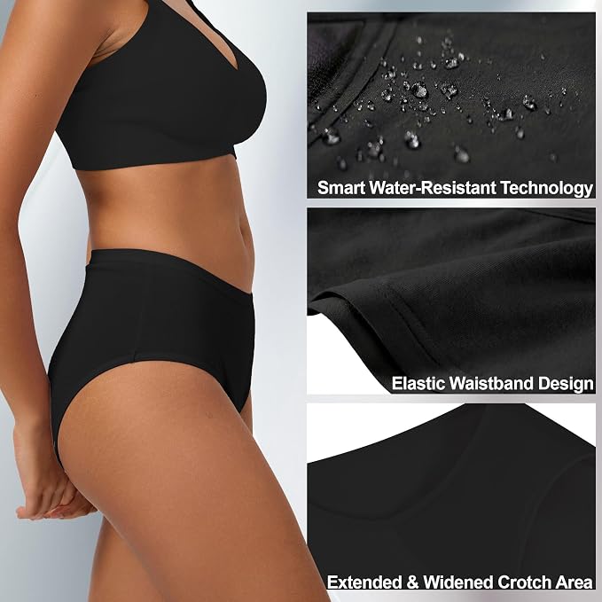Battewa Bladder Leak Underwear for Women 40ml Absorbency Dark Color 2XL | mid-waist panties,reusable,bladder leak protective briefs,pee proof,waterproof,40ml absorbent for Light to moderate leaks