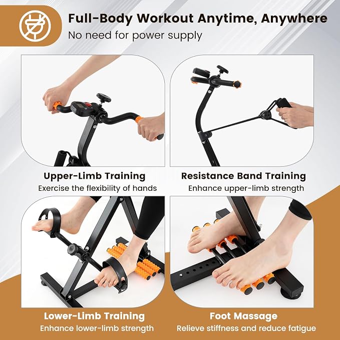 Pedal Exerciser Bike for Seniors, Hand Arm Leg Knee Physical Therapy Exercise Bike with Monitor, Indoor Adjustable Fitness Equipment for Rehabilitation Recovery