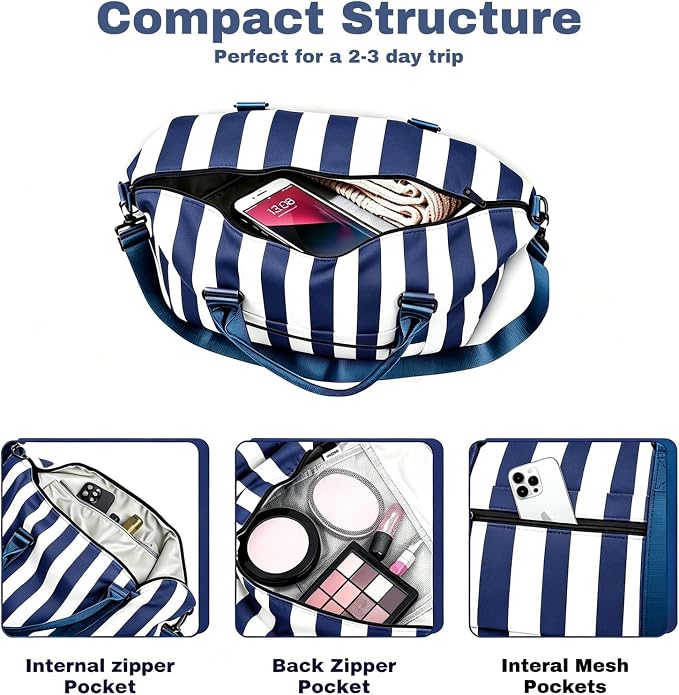 Travel Duffle Bag for Women, Carry On Weekender Tote with Trolley Sleeve | Waterproof overnight bag for gym, sports, hospital stays, labor and delivery; spacious carry-on design for short trips.