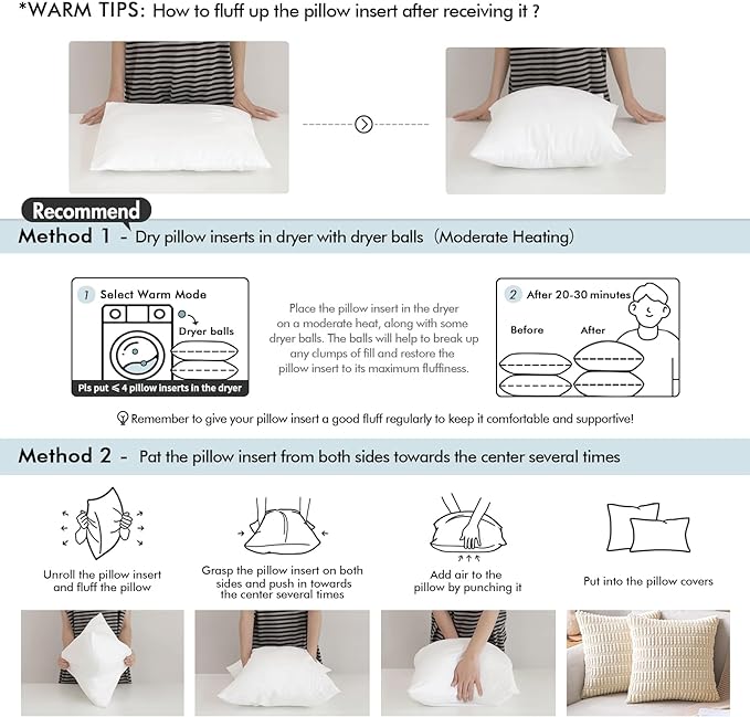 MIULEE Pillow Insert 14x14 Inch Decorative Square Throw Pillow Inserts | Premium Fluffy Pillow Forms Sham Stuffer for Sofa Couch Living Room