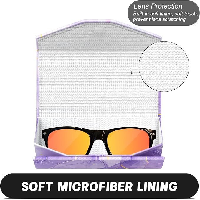 Sunglasses Case, Foldable Glasses Case, Magnetic PU Leather Hard Shell Folding Eyeglass Holder Box, Collapsible Unisex