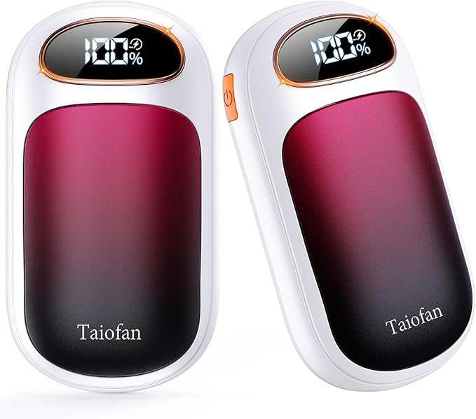 Rechargeable Hand Warmer 2 Pack, LED Display & 4 Levels, Ultrathin Electric Hand Warmers Portable USB Pocket Heater Fits Gloves for Hunting Essentials, Camping, Raynauds, Gifts for Christmas