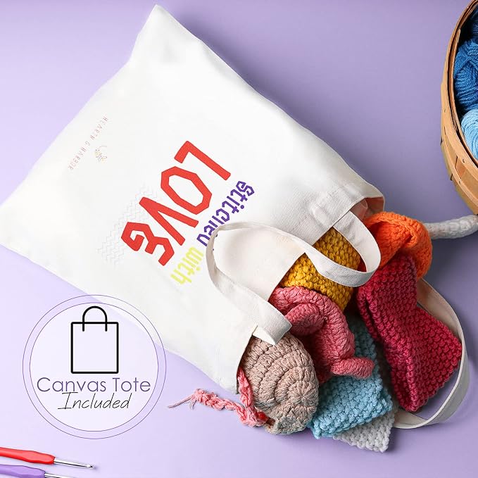 Hearth & Harbor Crochet Kit 80 Piece with 2500 Yards Assorted Yarn Kit, Ergonomic Hooks, Crocheting Instruction, Knitting & Crochet Supplies - Beginner Crochet Kits for Adults, Ideal for Amigurumi
