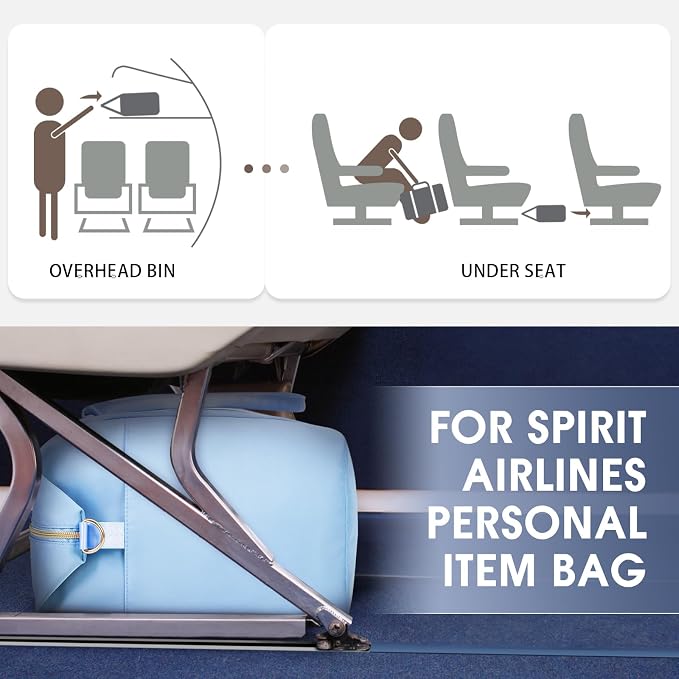 WANDF For Spirit Airlines Personal Item Bag 18x14x8 Underseat with Wet Pocket & Shoe Compartment & Tsa Approved Toiletry Bag
