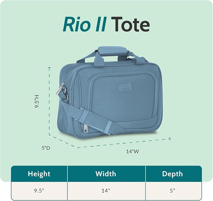 U.S. Traveler Rio 14" Travel Tote Bag, Lightweight 1200D Carry-On Bag for Women & Men