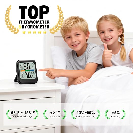 G.CATACC Room Thermometer Indoor Hygrometer Temperature Humidity Monitor | 5s Fast Refresh, 2.8" Large LCD, Battery included, Accurate Sensor for Home Office Baby Nursery Greenhouse Reptile Incubator