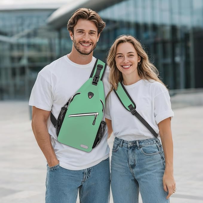 MOSISO Small Sling Bag for Men, Crossbody Shoulder Chest Daypack Bag | Sling Backpack for Casual Travel Hiking