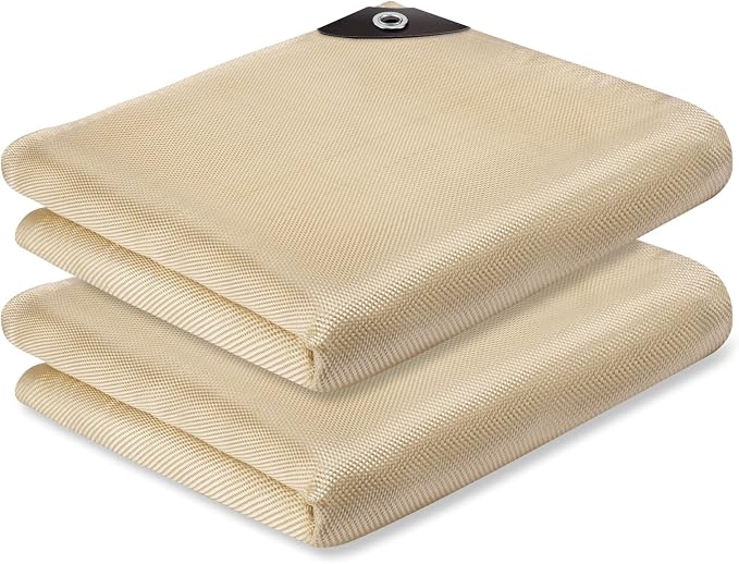 2 Pack Welding Blanket 4x6 ft - Heavy Duty Fiberglass Heat Resistant Fabric, 1022 °F Fire Resistant Blankets, High Temp Insulation Blanket for Industrial, Smoker, Camping, Grill