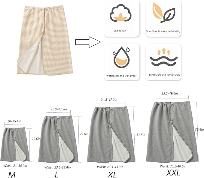 Yodilala Unisex Full Open Adult Diaper Skirt, Waterproof, Adjustable, Reusable Incontinence for Adults, Elderly, Children(Yellow,L)