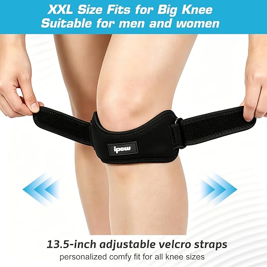 IPOW Patella Tendon Knee Strap 2 Pack Knee Pain Relief & Patella Stabilizer Knee Strap, Patellar Tendon Support Strap, Knee Brace for Running, Hiking, Soccer, Basketball, Jumpers Knee, Tennis, Volleyball & Squats