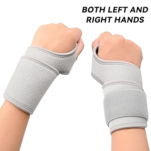 Wrist Support Brace for Carpal Tunnel 2 Pack Right Left Hand, Wrist Wraps for Women Men, Adjustable Wrist Compression Brace for Tendonitis, Arthritis, Weightlifting, Sports, Day Night Support, Grey