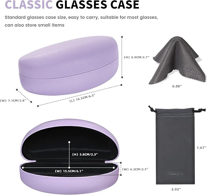 molshine Hard Shell Sunglasses Case,Classic Large Glasses Case for Sunglass,Eyeglasses with Cleaning Cloth,Pouch