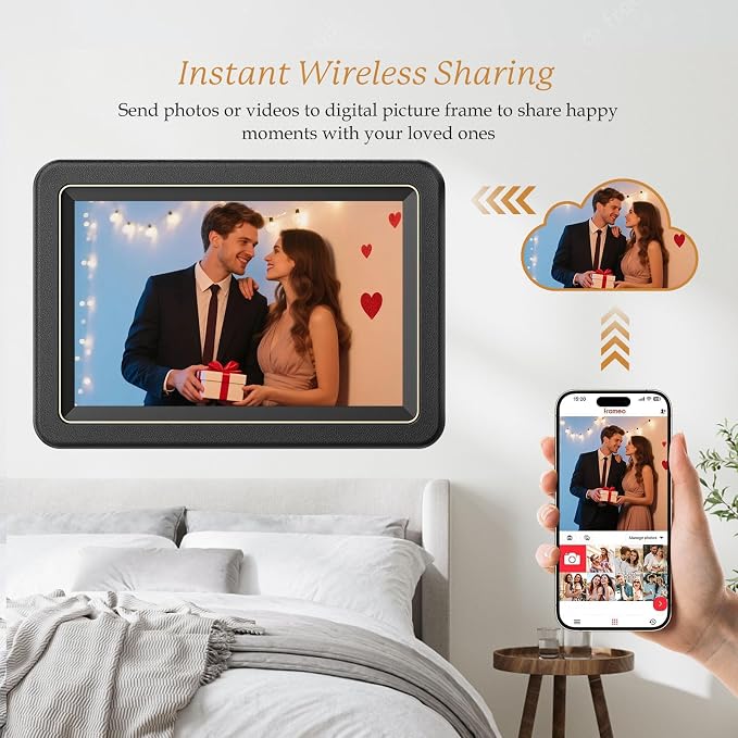 32GB Digital Picture Frame, Frameo 10.1 Inch Smart WiFi Digital Photo Frame | 1280x800 IPS Touch Screen, Instant App Sharing, Auto-Rotate, Tabletop&Wall Mount ,Electronic Gift for Parents Grandparents