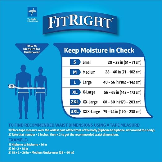 Medline FitRight Adult Incontinence Underwear, Heavy Absorbency, XX-Large, 68-80 (80 Count)