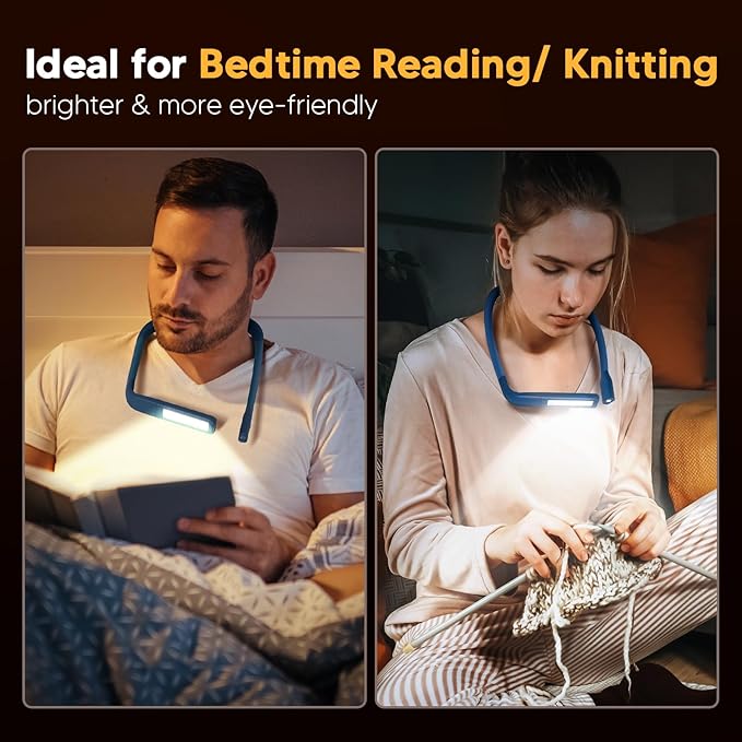 LED Neck Reading Light and Crafting Lamp with Black Storage Case, Ideal for Book Lovers, Readers, Crafters and Outdoor Enthusiasts, Perfect for Reading, Sewing, Camping, Crocheting, Walking at Night