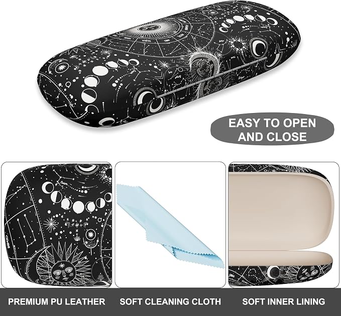 Eyeglasses Case, Portable Hard Shell Protective Case for Glasses, Eyeglass Holder Box for Women with Cleaning Cloth