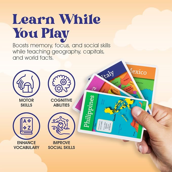 World & USA Bingo for Kids Ages 4 and Up, Geography Game for Home & School | Fun Kids Educational Game & Learning Resources, Bingo Games for Family, Play & Learn States and Capitals & World Countries