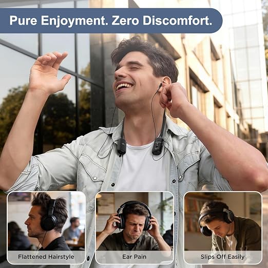WallarGe Rechargeable Neckband Hearing Amplifier for Conversation or TV Watching, Digital Hearing Amplifier for Seniors Adults with Volume Control, Bluetooth Earphones for Seniors