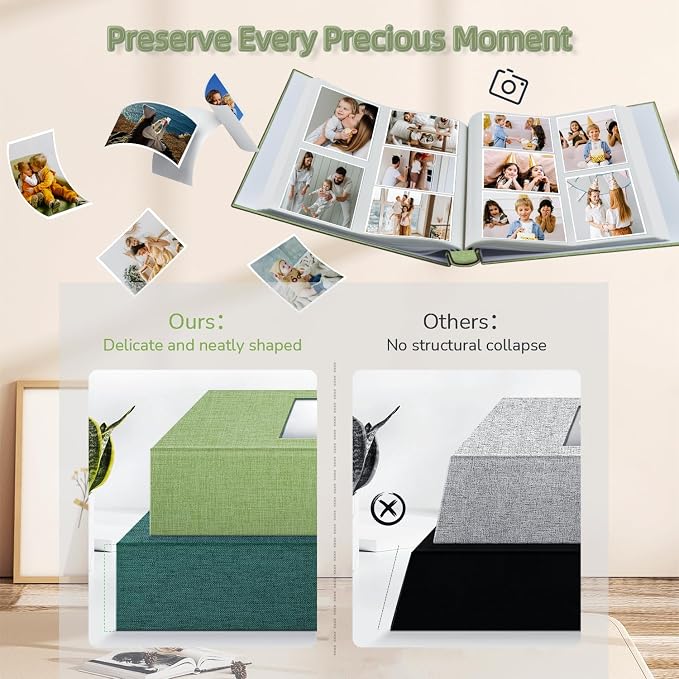 popotop Photo Album 4x6-600 Photos Photo Books with 600 Horizontal and Vertical Pockets,Linen Cover Albums for Family Wedding Anniversary Baby Vacation Pictures