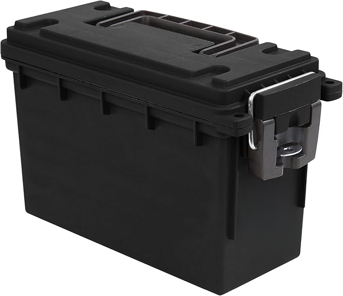 Sheffield Ammo Box Made in USA, Stackable Lockable Ammo Storage Box, Black | Lockable Storage Box, Water and Dust Resistant Dry Box, Secures Hunting Gear, Gun Accessories, Supplies, and Bullets