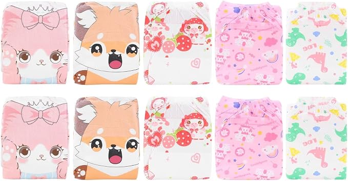 Landofgenie Adult Printed Diapers 10 Pieces 5 Design (Medium 28"-38")
