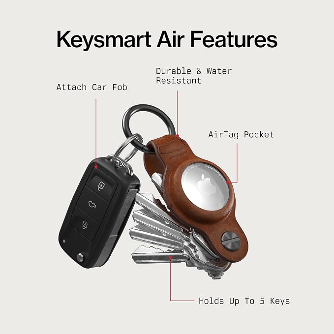 KeySmart Air - Premium Keychain Key Holder Compatible with Apple AirTag, 5 Key Organizer Keychain, Air Tags Not Included