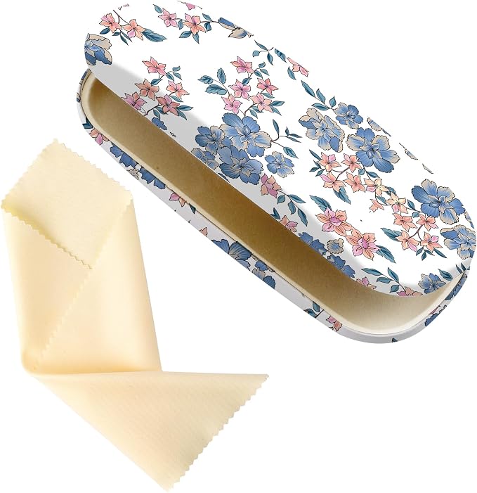 Glasses Case Hard Shell,Portable Protective Eyeglasses Case, Eyeglass Holder Box with Cleaning Cloth, for men women