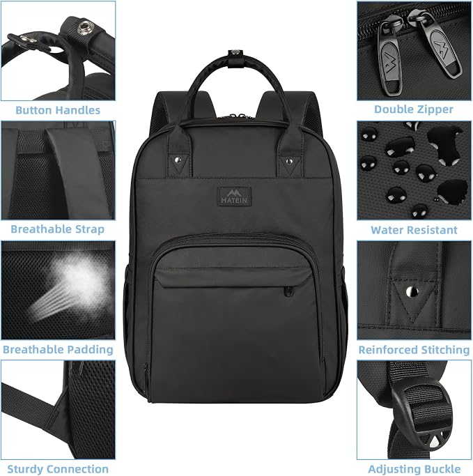 MATEIN Medical Backpack, 17 Inch Laptop Backpack with Removable Organizer | Work Clinical Bag for Business, Extra Large, Waterproof, Anti Theft, Padded Womens Nurse Bag for College, Travel, Home, Black