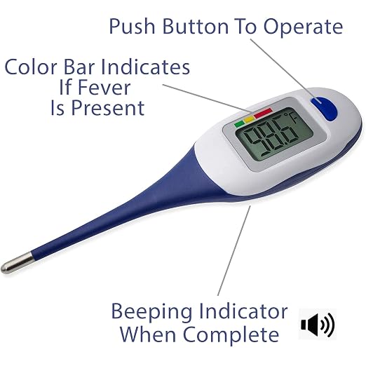 Apex Large Face LCD Fast Read Digital Thermometer for Adults and Children - Instant Read Thermometer for Fever Detection with Quick 10 Second Read Time (Packaging May Vary) (Pack of 2)