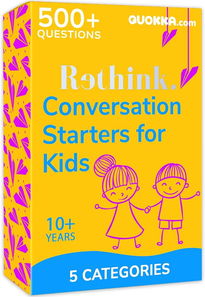 Quokka Conversation Cards Game - Fun Talking Board Game for Family Night | Kids Edition - 500 Questions - Kids Conversation Cards Original Version - Share Thoughts