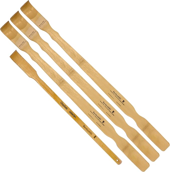 BambooMN 3X 25 Bamboo Back Scratcher Shoe Horn & Travel Size - 4 Total Units