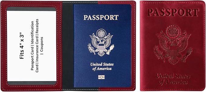 Ciana Passport Holder for Travel, RFID Passport Wallet, Leather Passport Cover & Card Holder for Men & Women, Slim Travel Wallet, Passport Case (Burgundy)