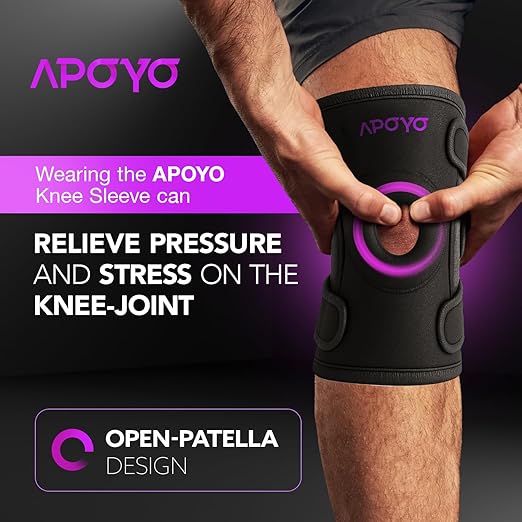 APOYO Knee Brace for Women & Men - Knee Compression Sleeve For Knee Pain Relief, Meniscus Tear, ACL, Arthritis, Joint Pain Relief, with Patella Gel Pad & Side Stabilizers (Small) Purple