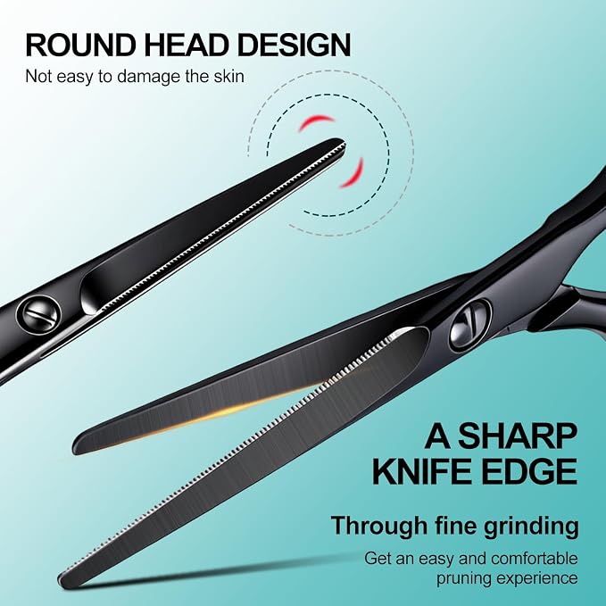 4.72-inch Professional Nose Hair Scissors,with rounded heads, Suitable for personal care, facial hair trimming, as well as ear, eyebrow, beard (black)