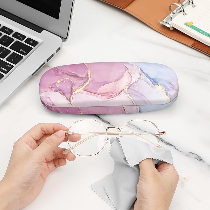 FINTIE Hard Shell Eyeglasses Case, Portable Protective Glasses Cover Eyeglass Holder Box with Cleaning Cloth for Men Women