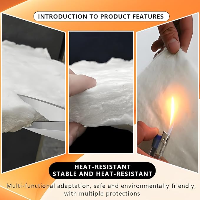 eieioo Ceramic Fiber Insulation, 2300F Ceramic Fiber Blanket, 48"x16"x1" Thick Fireproof Insulation Blanket for Wood Stove Baffle, Fireplace, Forges, Pizza Ovens, Chimney, Boiler(48"x16"x1")