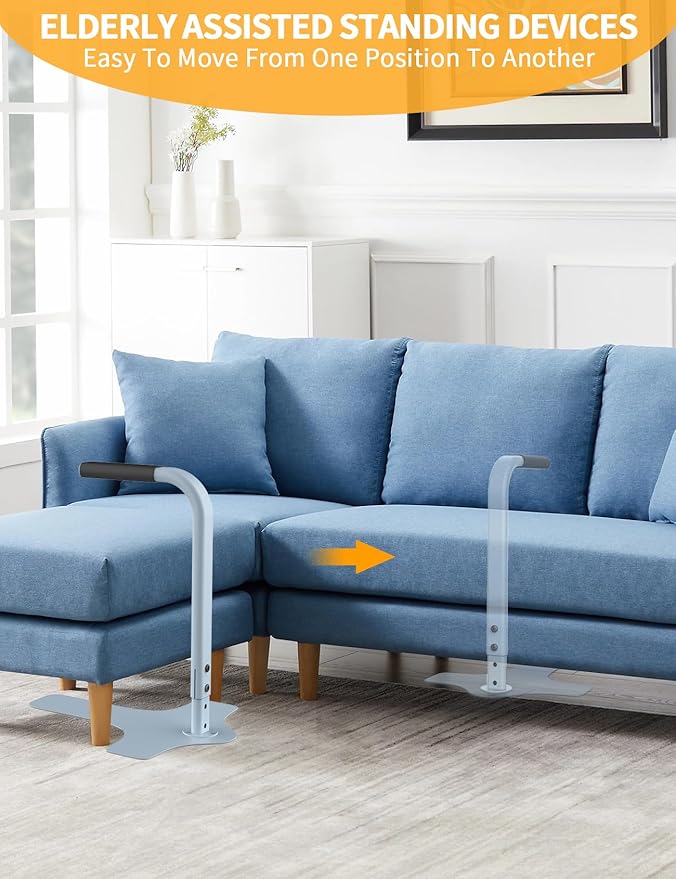 yeezoo Couch Stand Assist, Chair Couch Lift Assist for Elderly sit to Stand, 25.6"/27.6"/29.6"/31.6" Four Heights Adjustable(Light Grey, Max 300LBs Capacity)