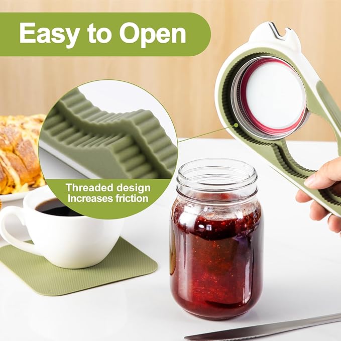 Jar Opener, 6 in1 Bottle Opener and Can Opener for Weak hands, Seniors with Arthritis, Mutil Function Jar Opener Get Lids Off Easily, with Non Slip Rubber Jar opener Gripper Pad