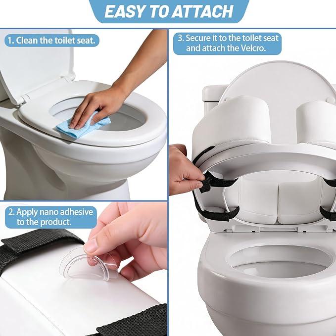 2 Inch Toilet Seat Cushion Riser Elevated for Seniors & Handicap, White