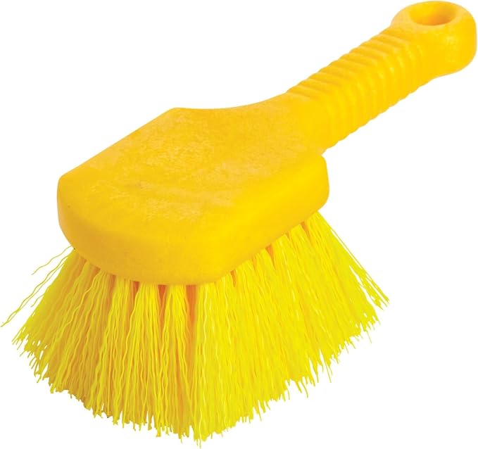 Rubbermaid Commercial 8" Utility Scrub Brush, Plastic Handle, Synthetic Bristles, Cleaning, Multi Purpose, Heavy Duty, Outdoor, Wheels and Tires (Pack of 6)