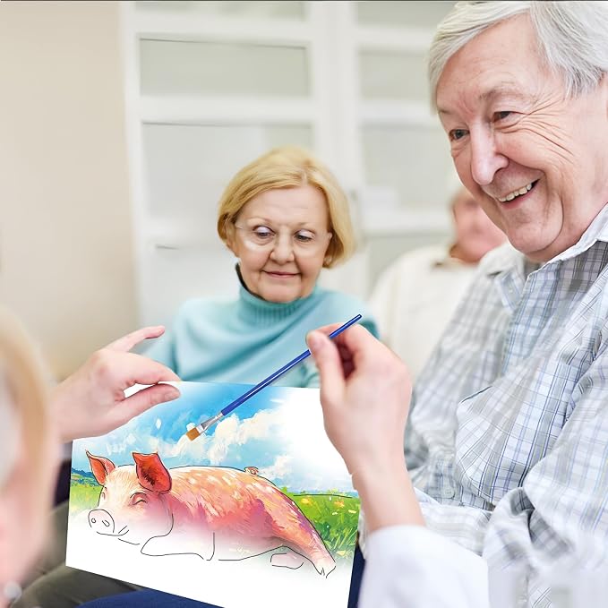 36Pcs Dementia Activities for Seniors,Reusable Water Coloring Set for Dementia Memories Activities, Adults Seniors Toys Games with Painting Brush Drawing Gifts (Farm)