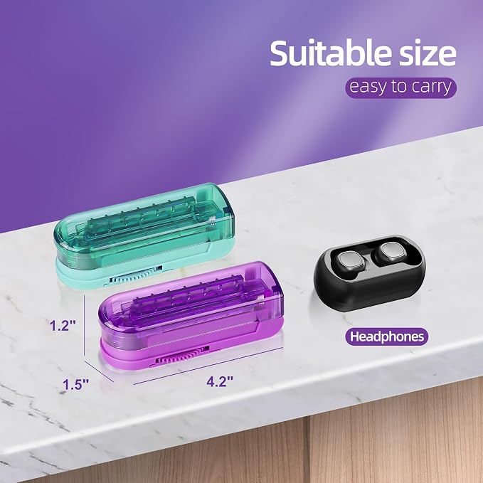 DUBSTAR 2PCS Pill Cutter Splitter for Small and Tiny Pills, Multiple Pill Cutters for Small or Large Pills, Adjustable Pill Splitter with Centering Device and Blade Guard (Purple+Cyan)