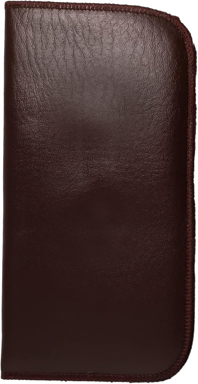 Calabria Slim Faux Leather Eyeglass Case Soft Slip-In Design [Brown - 100 Pack] | Compact Protective Pouch | Soft Case for Glasses | Lightweight Sunglass Storage