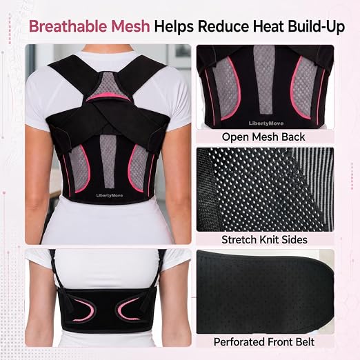 Posture Corrector for Women and Men, Breathable Upper Back Brace Posture Reminder, Adjustable Back Straightener with Underarm Comfort Straps, Shoulder Support Brace for Active Daily Wear